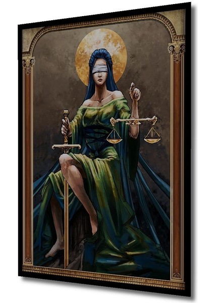 Ahşap Tablo Adalet Tanrıçası Justice,baskı,hukuk Bürosu Sanatı,çerçeve Görünümlü Dikey Tablo modelleri