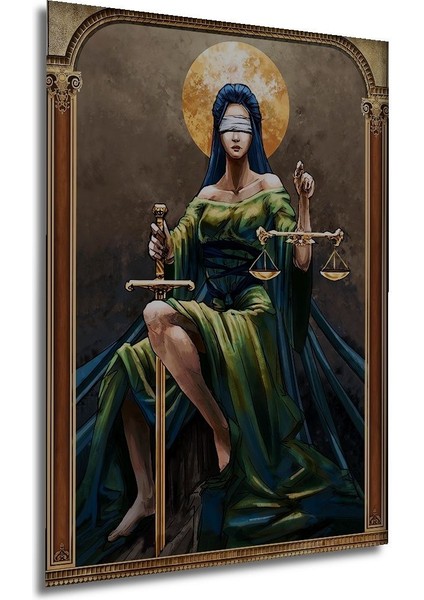 Ahşap Tablo Adalet Tanrıçası Justice,baskı,hukuk Bürosu Sanatı,çerçeve Görünümlü Dikey Tablo indirimleri
