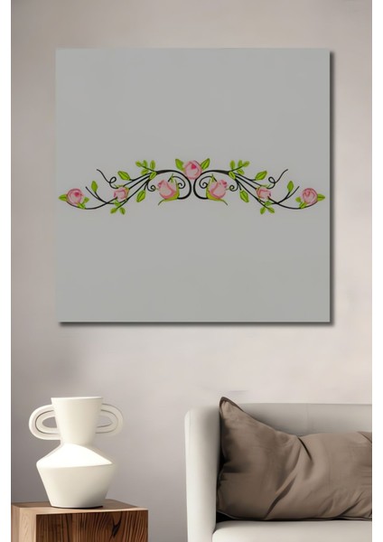 Dekoratif Dikey Minimalist Çiçek Duvar Tablo Ahşap Dikdörtgen Tablo