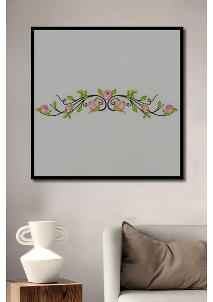 Dekoratif Dikey Minimalist Çiçek Duvar Tablo Ahşap Dikdörtgen Tablo