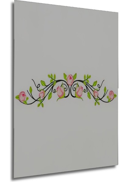 Dekoratif Dikey Minimalist Çiçek Duvar Tablo Ahşap Dikdörtgen Tablo