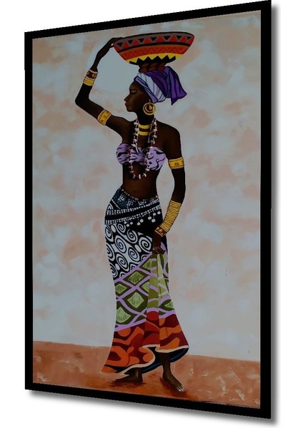 Dekoratif Dikey Afrikalı Kadın Duvar Tablo Ahşap Dikdörtgen Tablo indirimleri
