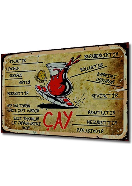 Dekoratif Ahşap Retro Tablo-Çay Şık Yatay Duvar Dekorasyon Tablosu fırsatları