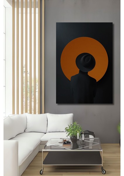 Dekoratif Dikey Eser Inceleyen Adam Modern Minimalist Sanat Duvar Tablo Ahşap Dikdörtgen Tablo