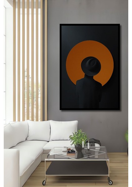 Dekoratif Dikey Eser Inceleyen Adam Modern Minimalist Sanat Duvar Tablo Ahşap Dikdörtgen Tablo