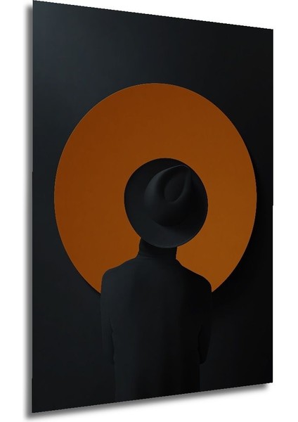 Dekoratif Dikey Eser Inceleyen Adam Modern Minimalist Sanat Duvar Tablo Ahşap Dikdörtgen Tablo