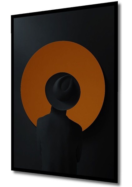 Dekoratif Dikey Eser Inceleyen Adam Modern Minimalist Sanat Duvar Tablo Ahşap Dikdörtgen Tablo