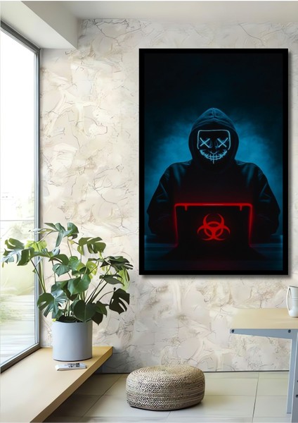 Dekoratif Dikey Virüs Yapan Hacker Duvar Tablo Ahşap Dikdörtgen Tablo fiyatları