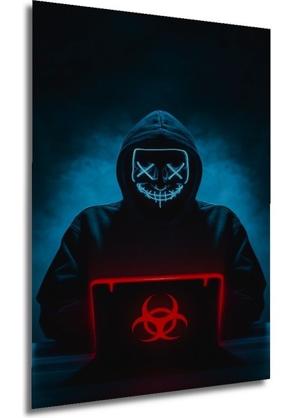 Dekoratif Dikey Virüs Yapan Hacker Duvar Tablo Ahşap Dikdörtgen Tablo modelleri