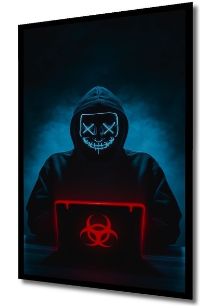 Dekoratif Dikey Virüs Yapan Hacker Duvar Tablo Ahşap Dikdörtgen Tablo indirimleri