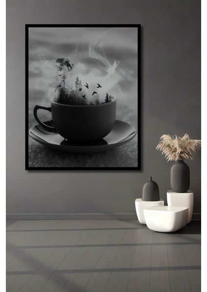 Dekoratif Dikey Fincandaki Orman Sürreal Sanat Duvar Tablo Ahşap Dikdörtgen Tablo fiyatları