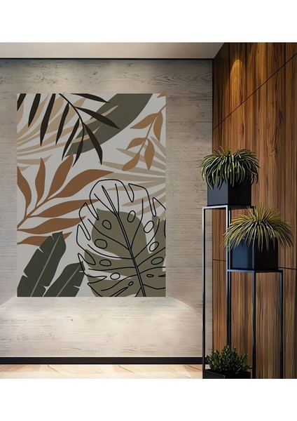 Dekoratif Bohem Minimalist Soyut Çizim Ahşap Tablo Çerçeve Görünümlü Dikey Duvar Dekorasyon Tablosu
