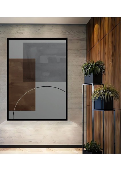 Soyut Vintange Retro Bohem Art Vektorel Abstract Minimalist Ahşap Tablo Çerçeve Görünümlü Tablo