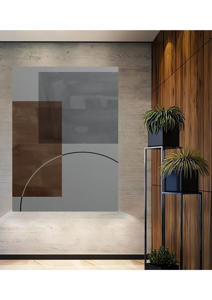 Soyut Vintange Retro Bohem Art Vektorel Abstract Minimalist Ahşap Tablo Çerçeve Görünümlü Tablo