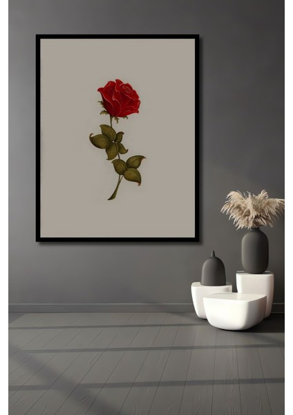 Dekoratif Dikey Minimalist Gül Duvar Tablo Ahşap Dikdörtgen Tablo