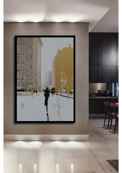 Modern Soyut Silüetler Lüks Dekoratif Ahşap Tablo Çerçeve Görünümlü Dikey Duvar Dekorasyon Tablosu