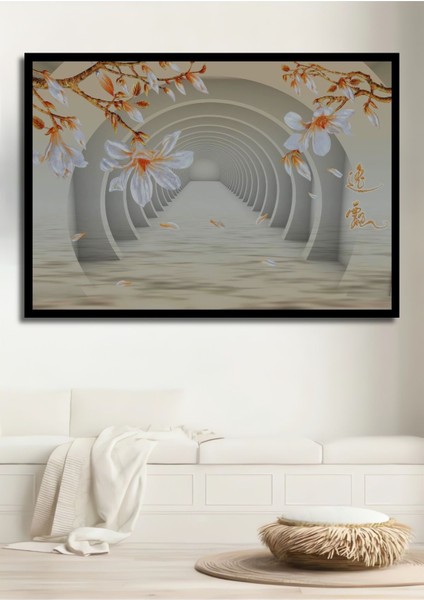 Dekoratif Yatay 3D Çiçekler Soyut Sanat Duvar Tablo Ahşap Dikdörtgen Tablo