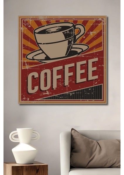 Dekoratif Dikey Retro Kahve Posteri Duvar Tablo Ahşap Dikdörtgen Tablo