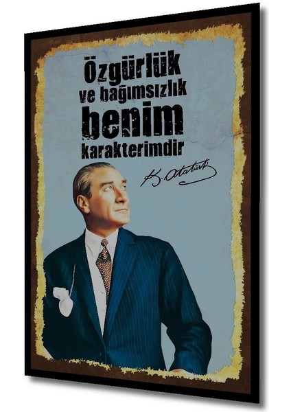 Mustafa Kemal Atatürk Temalı Atatürk Tablosu,mdf Ahşap Dijital Retro Çerçeve Görünümlü Duvar Tablo modelleri