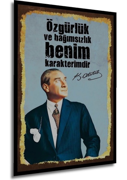 Mustafa Kemal Atatürk Temalı Atatürk Tablosu,mdf Ahşap Dijital Retro Çerçeve Görünümlü Duvar Tablo fırsatları