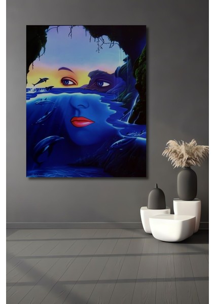 Dekoratif Dikey Modern Sanat Doğadaki Silüet Duvar Tablo Ahşap Dikdörtgen Tablo