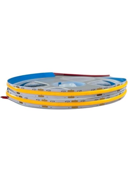 12V 8MM Esnek Cob Şerit Led Amber 320 Ledli IP20 5M