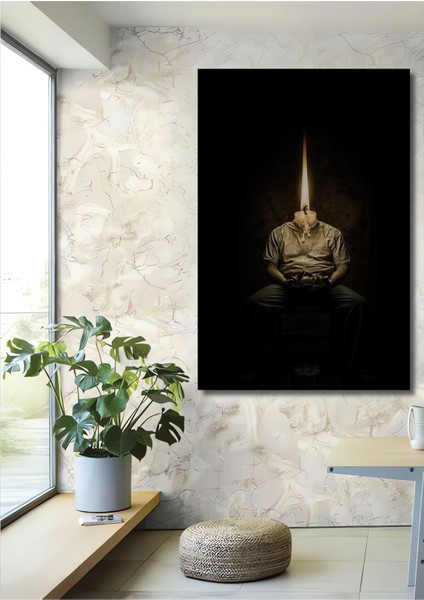 Dekoratif Dikey Mum Adam Modern Soyut Sanat Duvar Tablo Ahşap Dikdörtgen Tablo