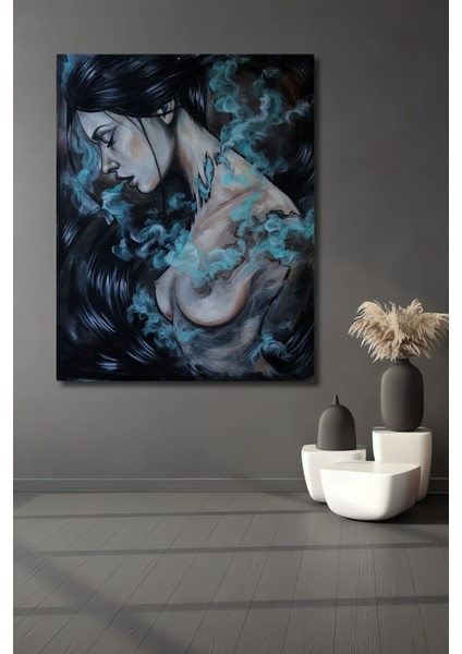 Dekoratif Dikey Kadın Ruhu Modern Sanat Duvar Tablo Ahşap Dikdörtgen Tablo