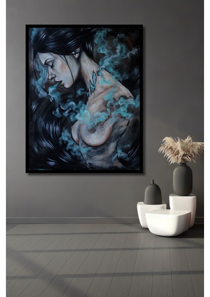 Dekoratif Dikey Kadın Ruhu Modern Sanat Duvar Tablo Ahşap Dikdörtgen Tablo