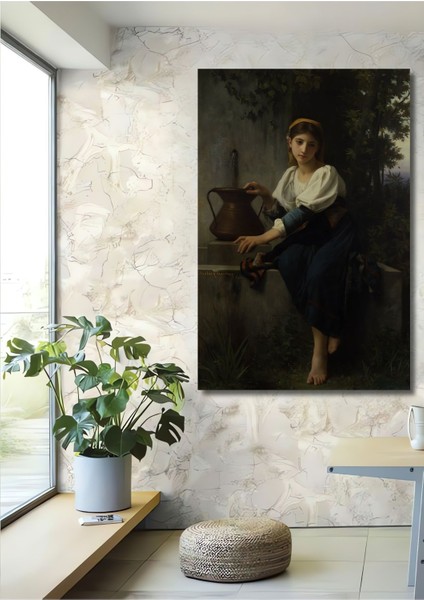 Dekoratif Dikey Köylü Kız Modern Sanat Duvar Tablo Ahşap Dikdörtgen Tablo