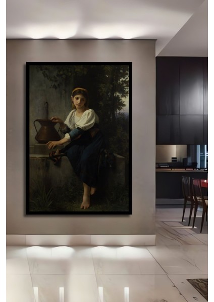 Dekoratif Dikey Köylü Kız Modern Sanat Duvar Tablo Ahşap Dikdörtgen Tablo fiyatları