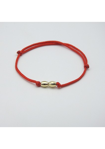 Kırmızı Ipli 14 Ayar Altın Bileklik