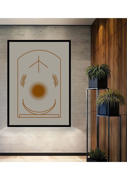 Dekoratif Ahşap Tablo Bohem Art Premium Table Çerçeve Görünümlü Dikey Duvar Dekorasyon Tablosu