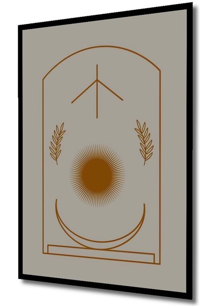 Dekoratif Ahşap Tablo Bohem Art Premium Table Çerçeve Görünümlü Dikey Duvar Dekorasyon Tablosu