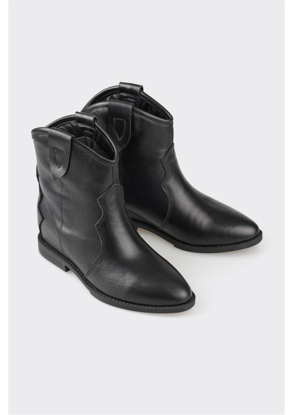 Siyah Deri Kadın Western Bot fiyatları