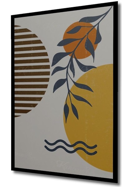 Soyut Vintange Retro Bohem Bohom Art Vektorel Abstract Color Ahşap Tablo Çerçeve Görünümlü Tablo