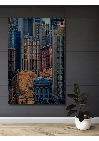 Ahşap Tablo New York Manhattan City Peyzaj Şehir Posteri Çerçeve Görünümlü Dikey Duvar Tablo fiyatları