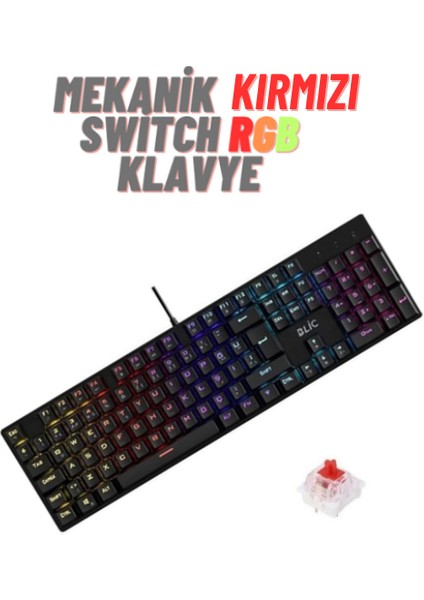 Beyaz Rgb Kırmızı Switch Q Gaming Tam Mekanik Kablolu Oyuncu Klavyesi Bkb4