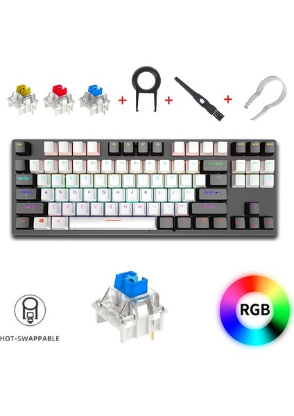 Ata Soft K550 Rgb Beyaz/siyah K550 Mavi Blue Switch Mekanik Gaming Oyuncu Klavyesi