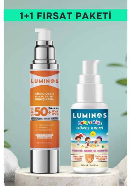 Spf 50+ Doğal Güneş Kremi 1+1 Aile Paketi