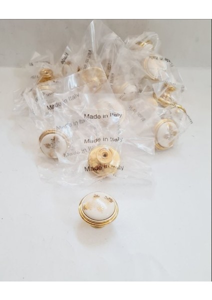 Italyan Guıstı Gold Desenli Düğme Kulp ( 6 Adet )