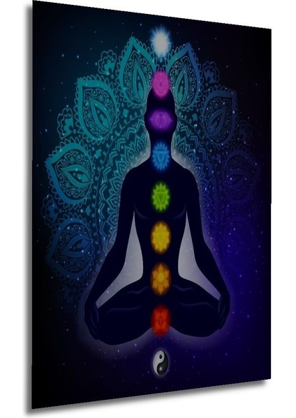 Hint Buda Meditasyon 7 Çakra Yoga Spor Ahşap Tablo Çerçeve Görünümlü Dikey Duvar Dekorasyon Tablosu indirimleri