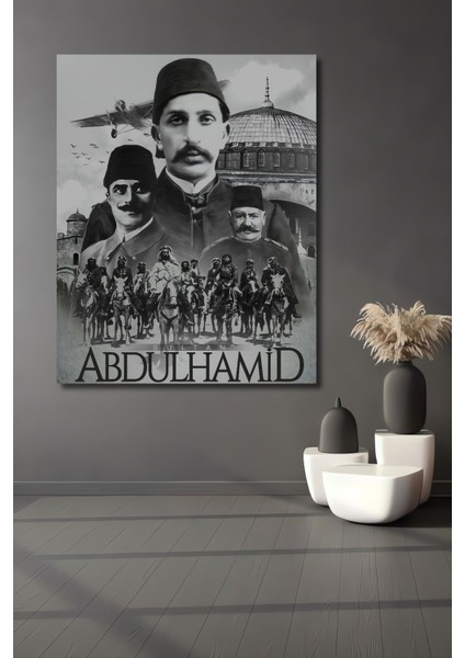 Dekoratif Dikey Sultan Abdulhamid Duvar Tablo Ahşap Dikdörtgen Tablo