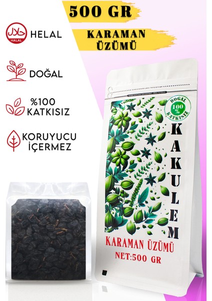 Sertifikalı Siyah Çekirdekli Karaman Üzümü 500 gr