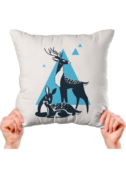 Geyik Tasarımlı 4'lü Yastık Içi ve Kırlent Kılıfı 45CM 113637 indirimleri