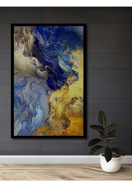 Dekoratif Ahşap Tablo Modern Soyut Çerçeve Görünümlü Dikey Duvar Dekorasyon Tablosu
