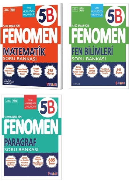 2025 5. Sınıf Matematik - Paragraf - Fen Bilimleri Serisi Soru Seti 3 Kitap