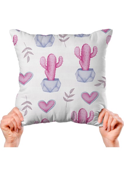 Pembe Kaktüs Tasarımlı 4'lü Yastık Içi ve Kırlent Kılıfı 45CM 113671 fiyatları