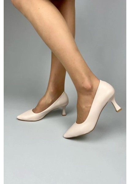 Kadın Sity Krem Cilt 6 cm Ince Topuklu Stiletto fırsatları
