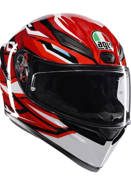 K1S Lion Black Red White Configuration Kapalı Kask